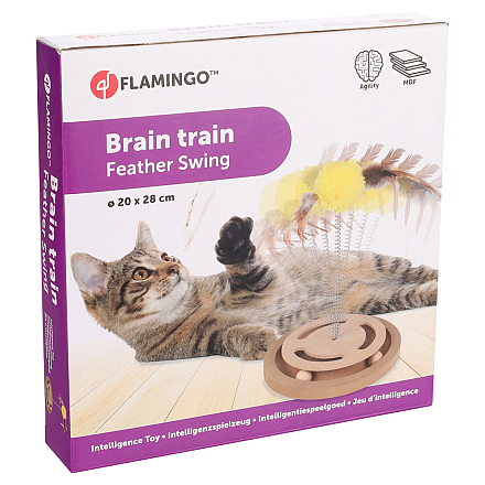 Flamingo Kattenspeelgoed Brain Train Kitty met Veer