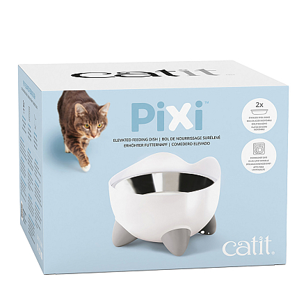 Catit PIXI Voer- en Drinkbak Wit<br> 2 x 200 ml